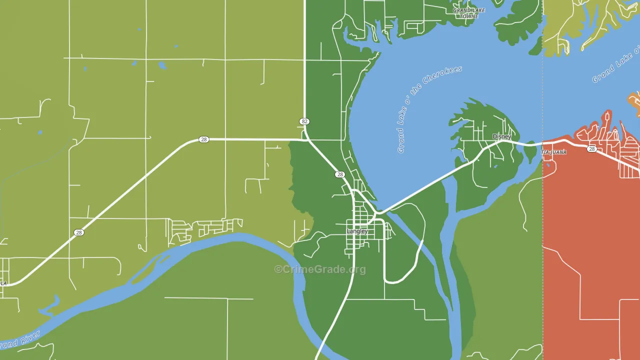 Langley, OK Map of Vandalism Rates