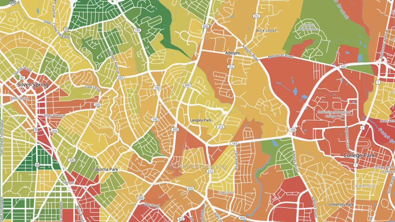 Langley Park, Hyattsville, MD Map of Vandalism Rates