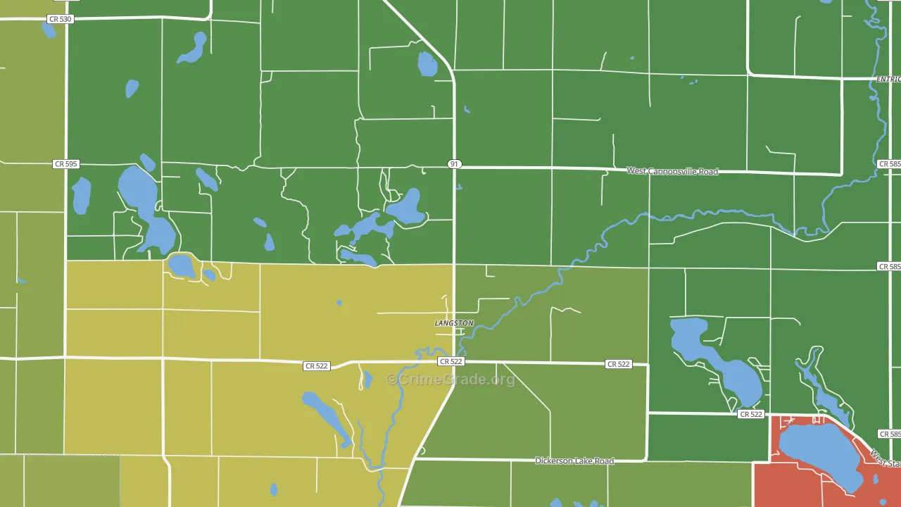 Langston, MI Map of Vandalism Rates