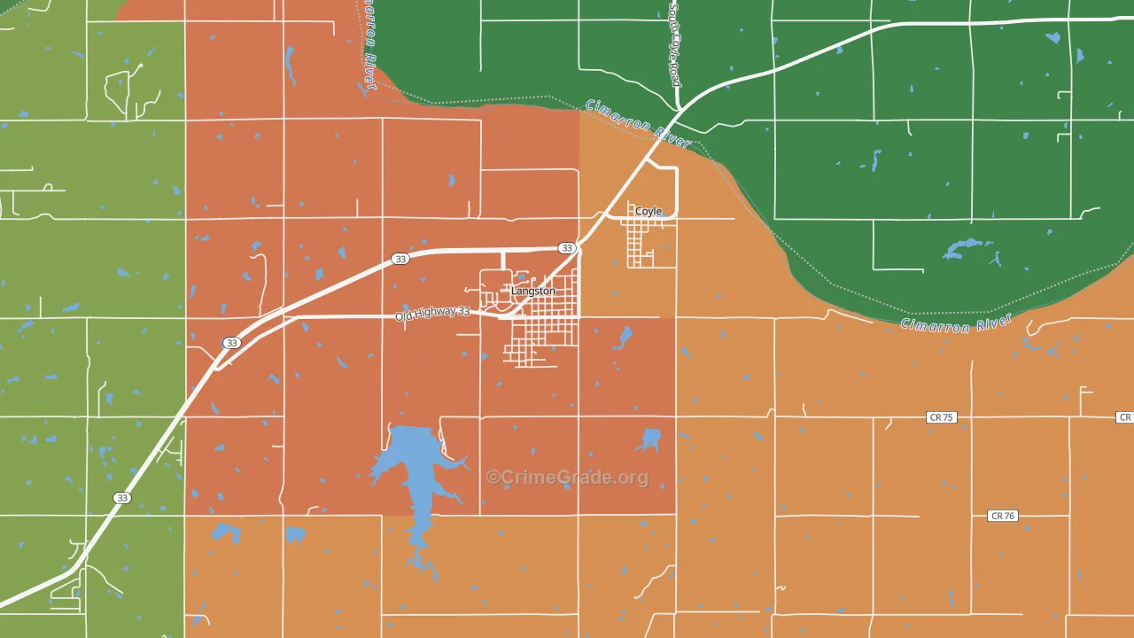 Langston, OK Map of Vandalism Rates