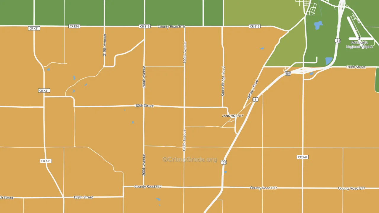 Langworthy, IA Map of Vandalism Rates