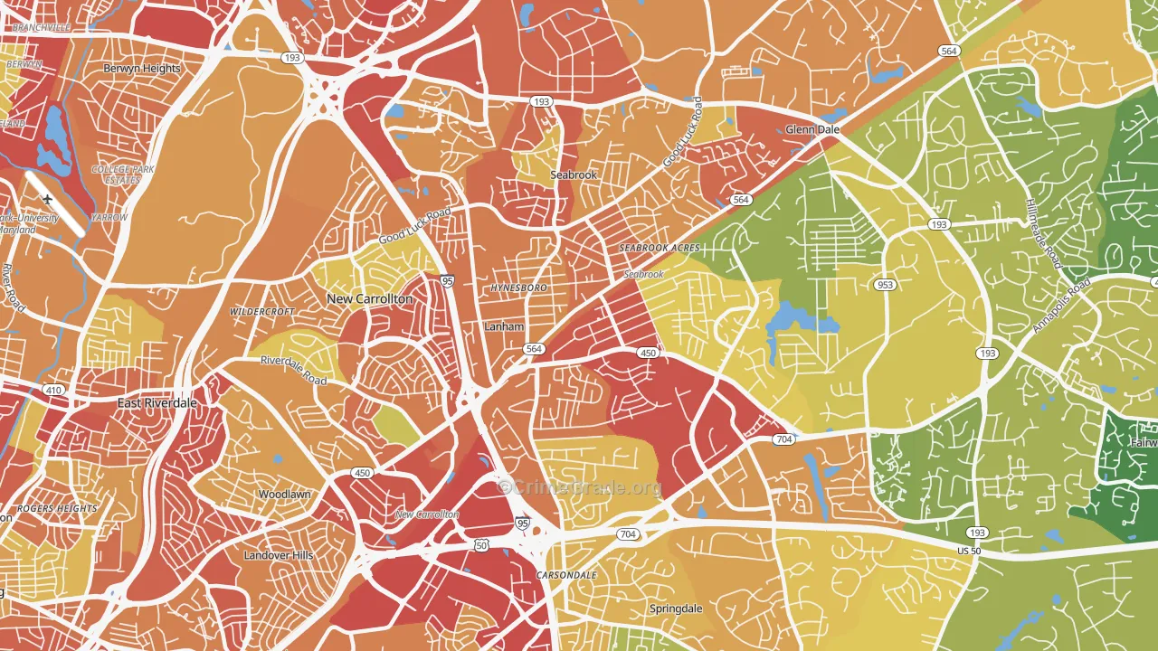 Lanham-Seabrook, Lanham, MD Map of Vandalism Rates