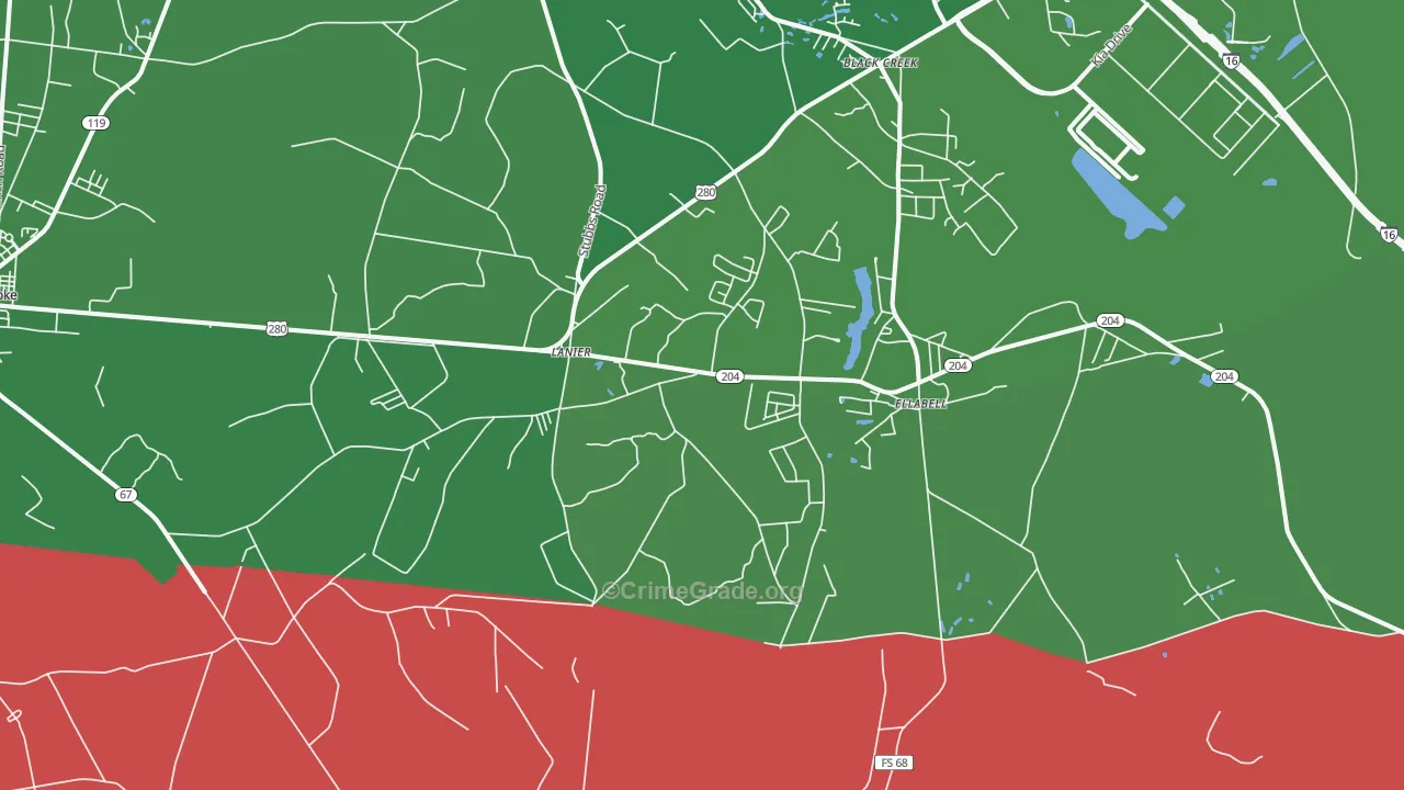Lanier, GA Map of Vandalism Rates
