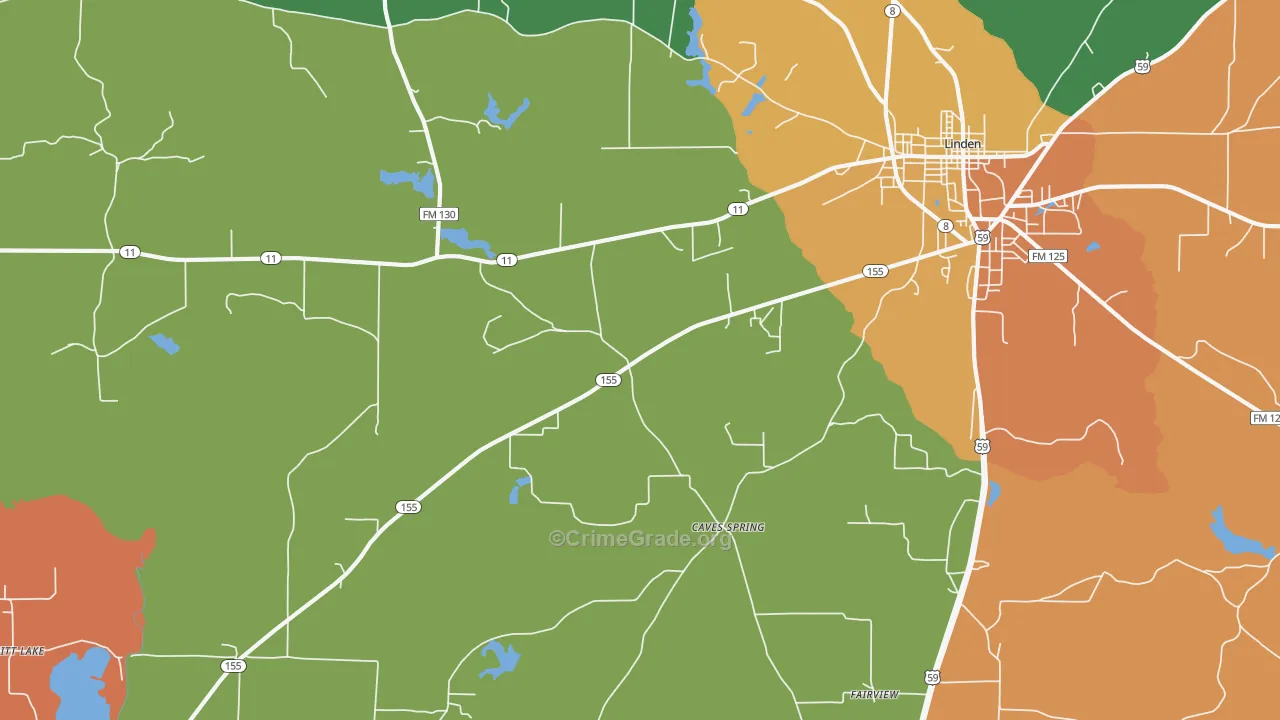 Lanier, TX Map of Vandalism Rates
