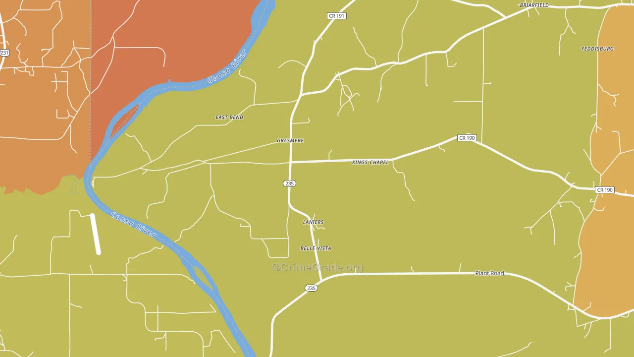 Laniers, AL Map of Vandalism Rates