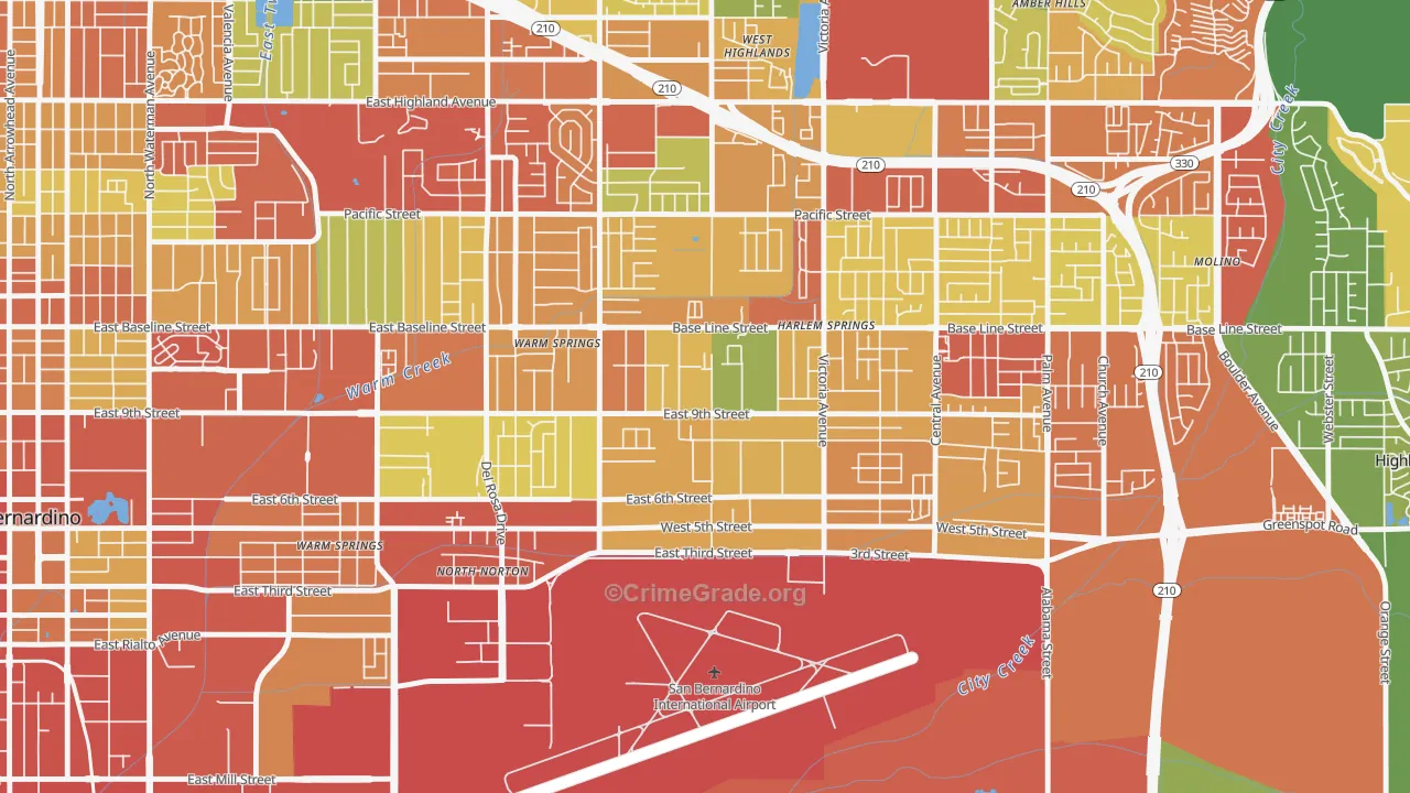 Lankershim, Highland, CA Map of Vandalism Rates