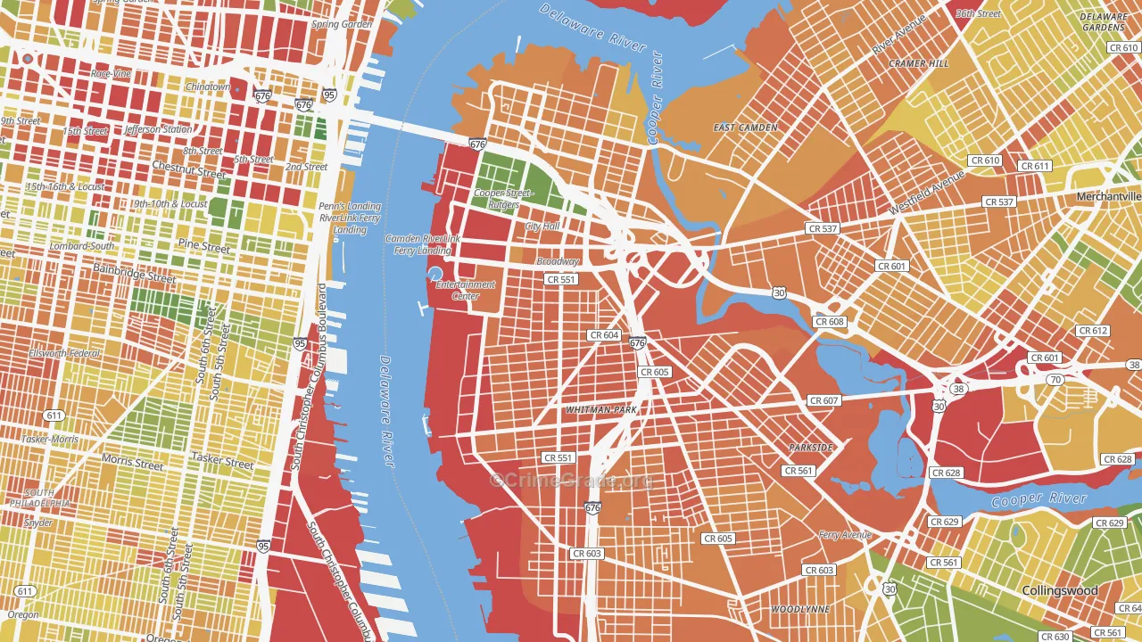 Lanning Square, Camden, NJ Map of Vandalism Rates