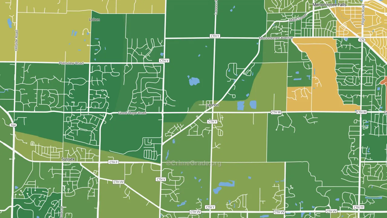 Lannon, WI Map of Vandalism Rates