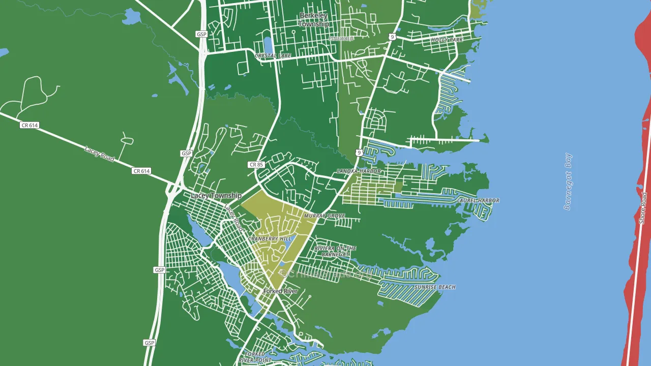 Lanoka Harbor, NJ Map of Vandalism Rates