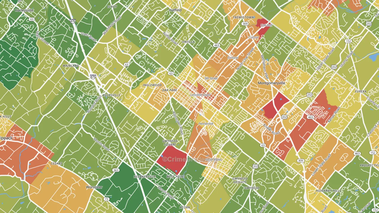 Lansdale, PA Map of Vandalism Rates