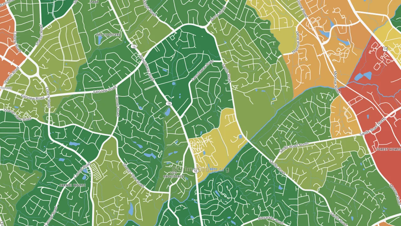 Lansdowne, Charlotte, NC Map of Vandalism Rates