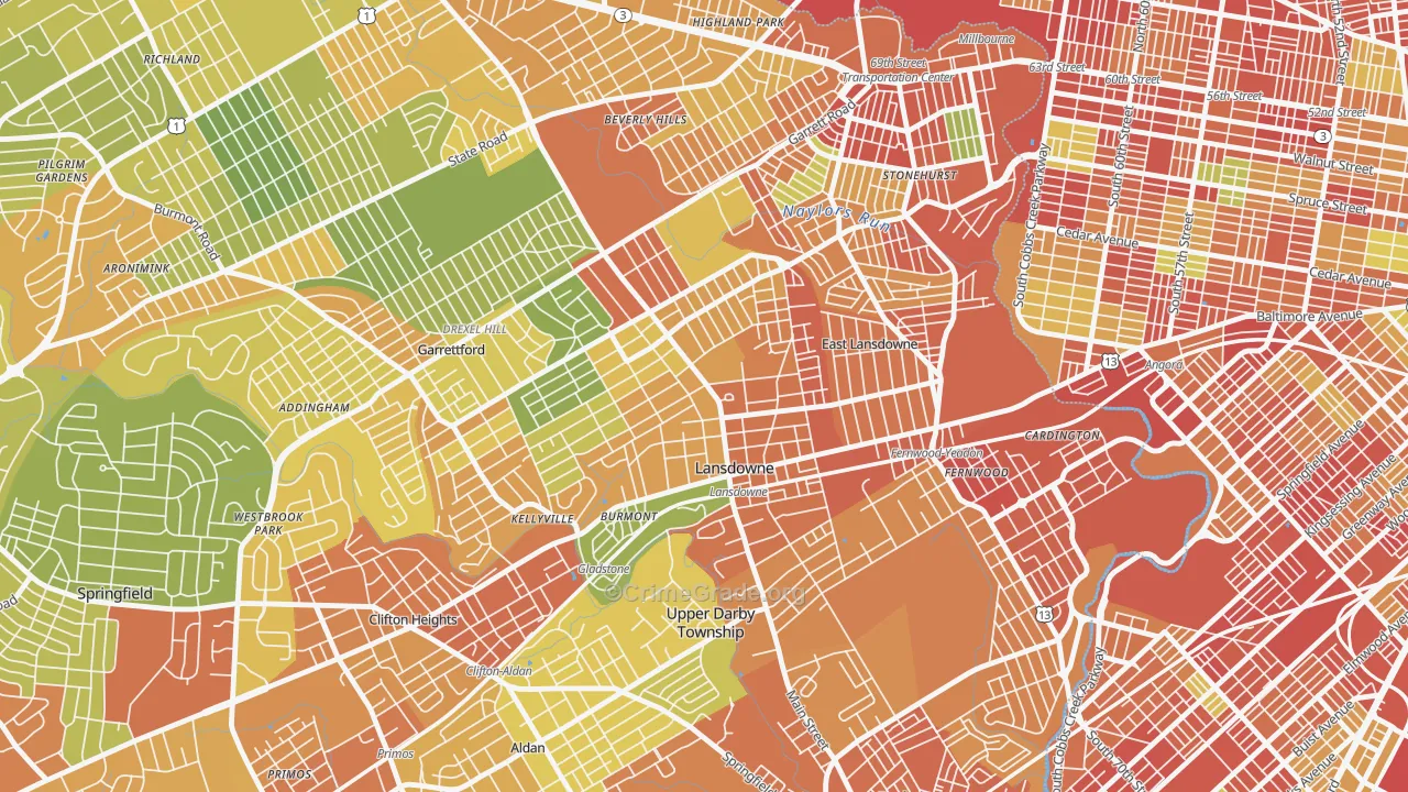 Lansdowne, PA Map of Vandalism Rates