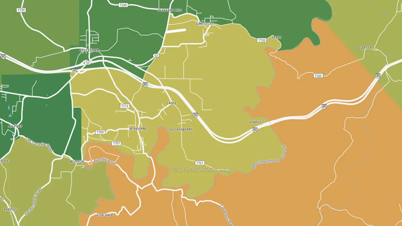 Lanse, PA Map of Vandalism Rates
