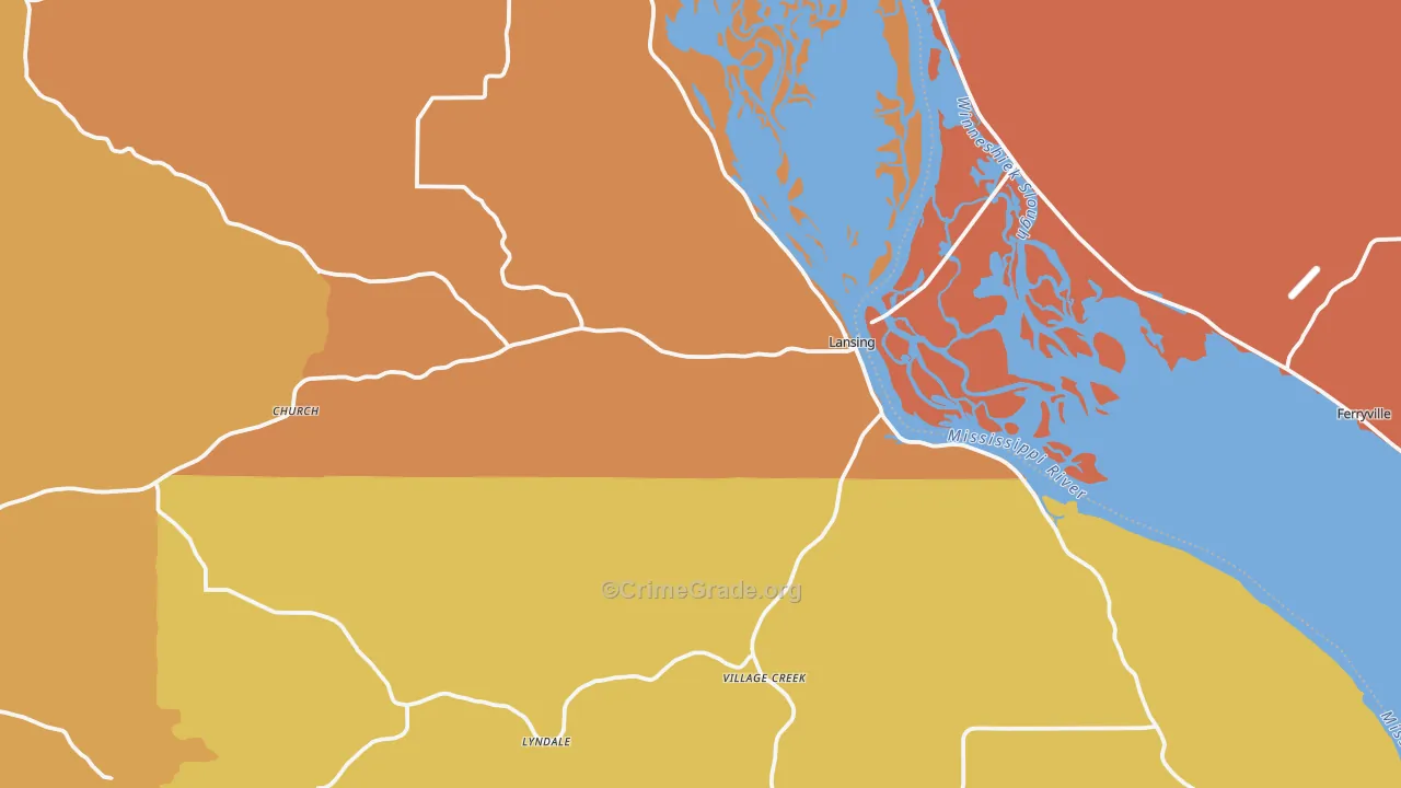 Lansing, IA Map of Vandalism Rates