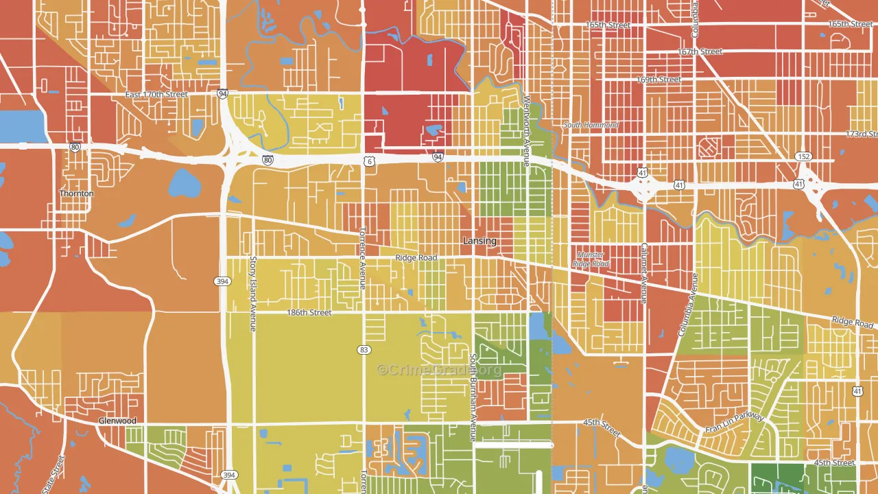 Lansing, IL Map of Vandalism Rates