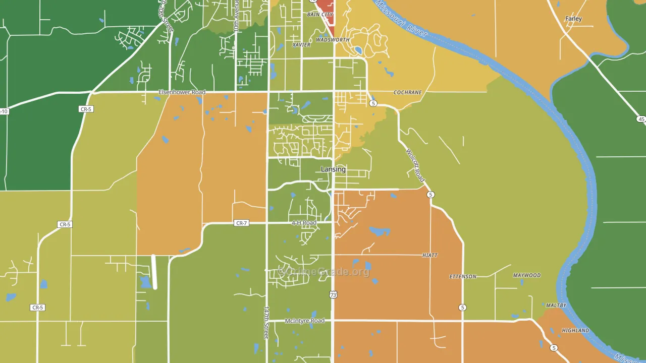 Lansing, KS Map of Vandalism Rates