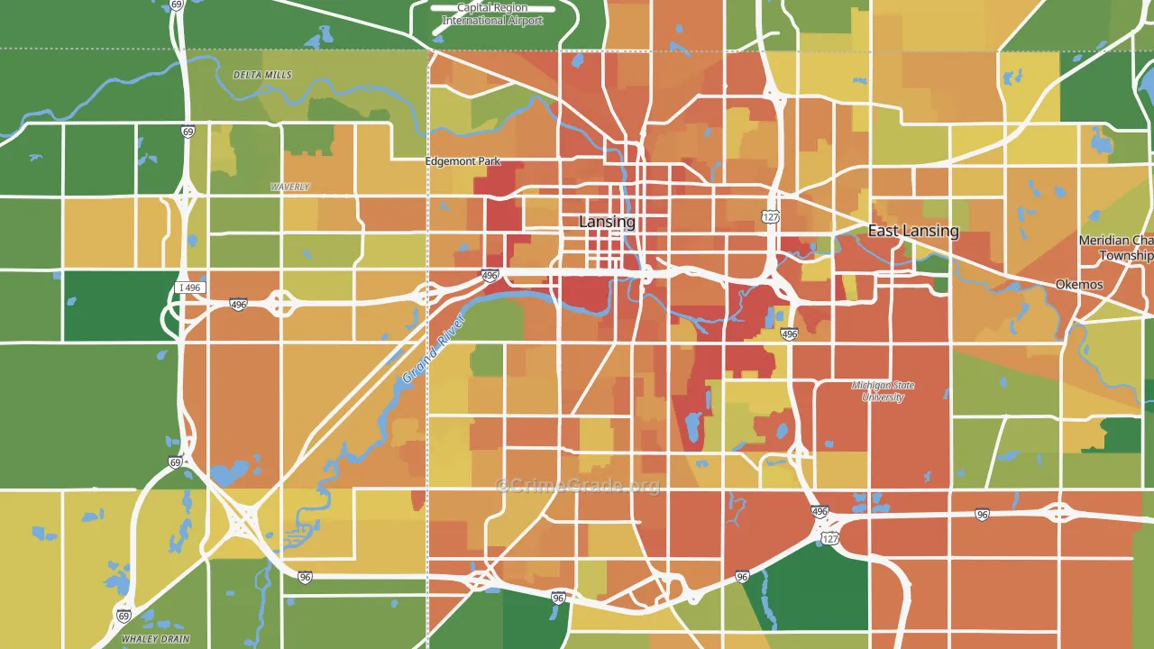 Lansing, MI Map of Vandalism Rates
