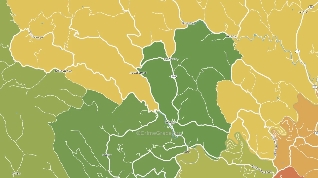 Lansing, NC Map of Vandalism Rates