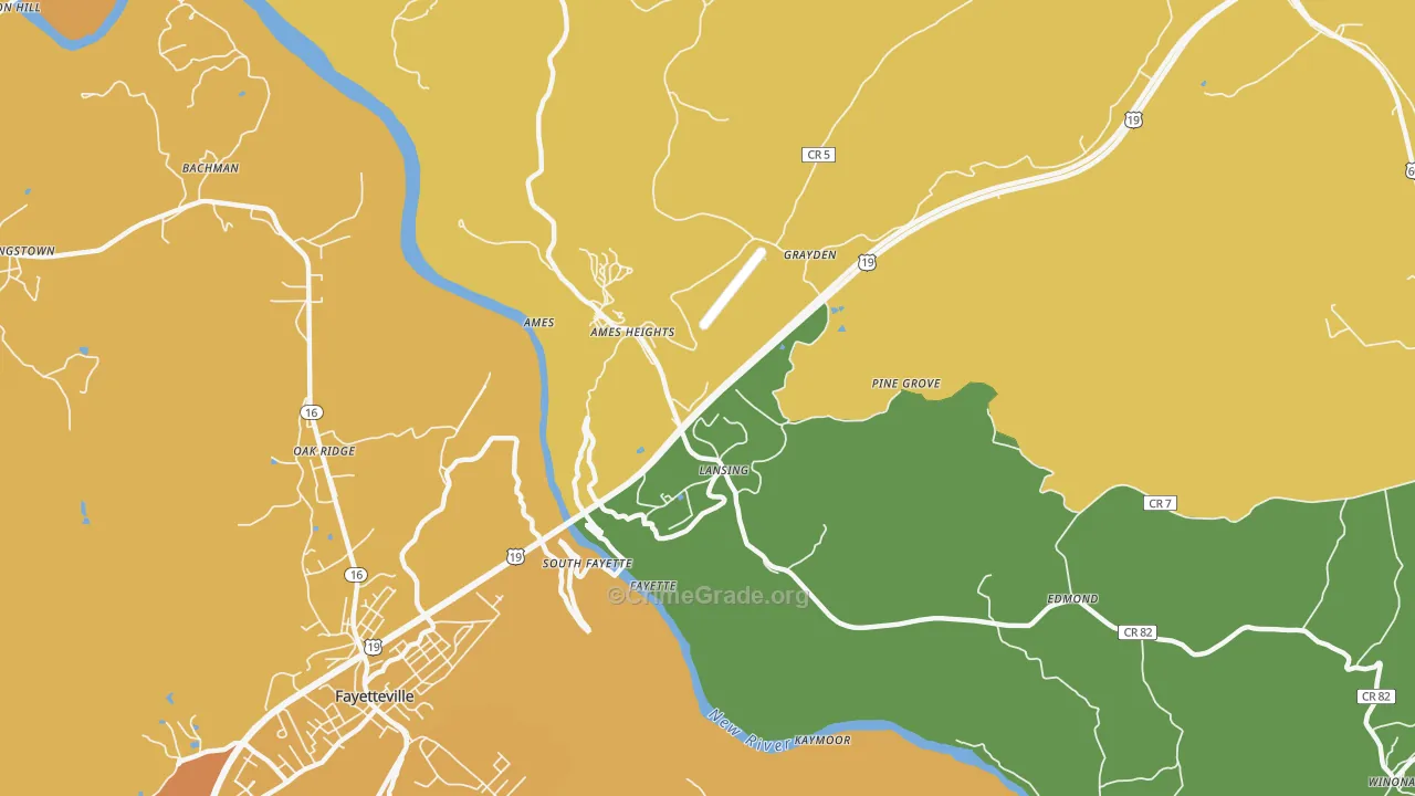 Lansing, WV Map of Vandalism Rates