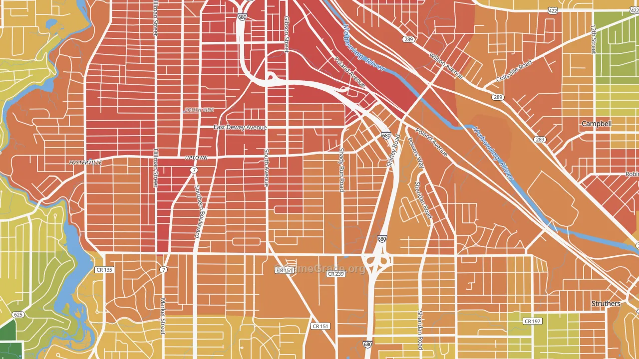 Lansingville, Youngstown, OH Map of Vandalism Rates