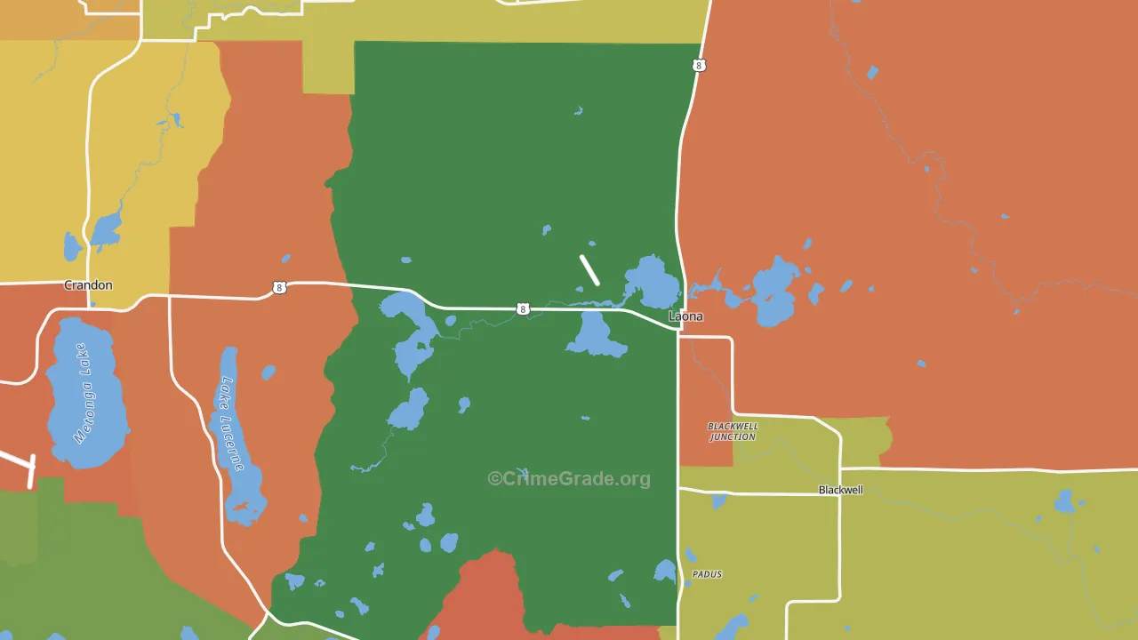 Laona, WI Map of Vandalism Rates