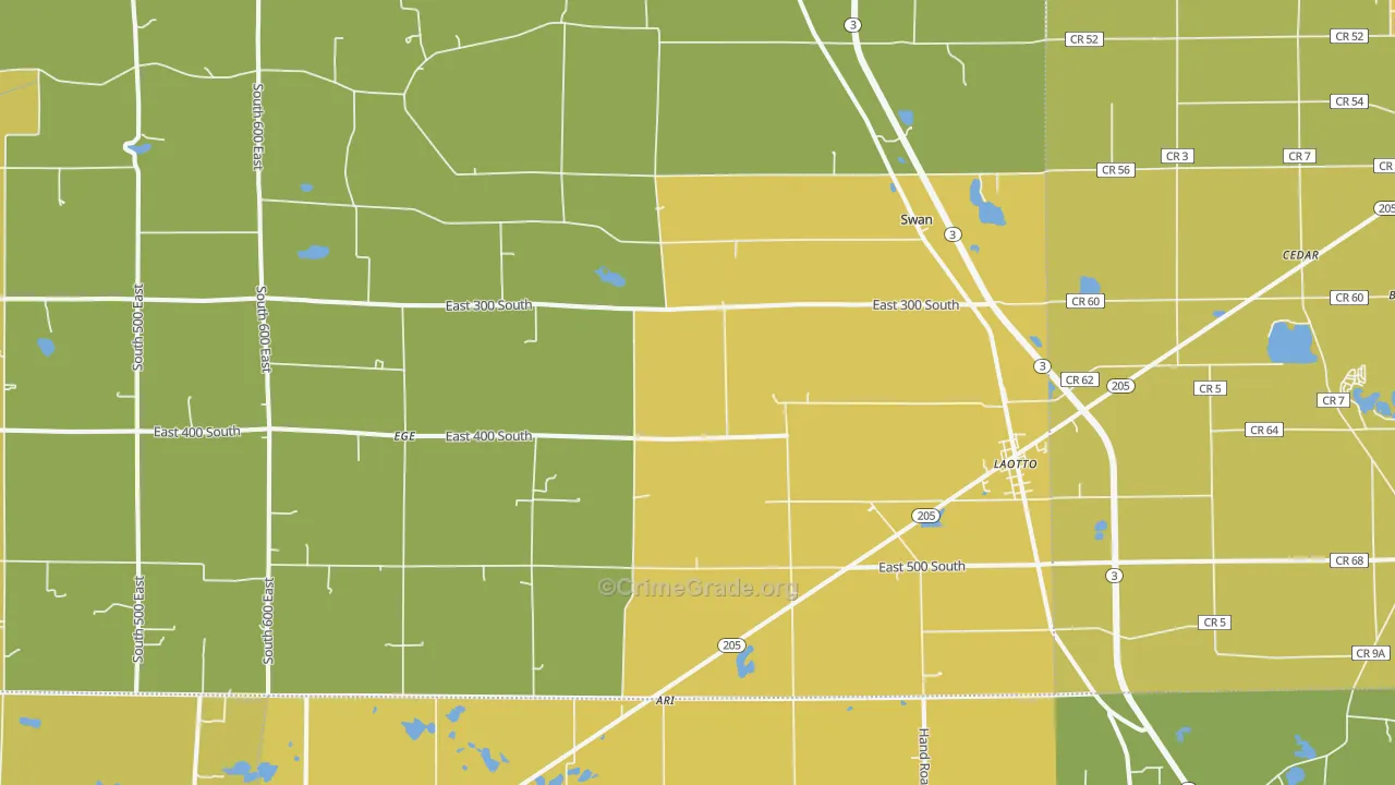 Laotto, IN Map of Vandalism Rates