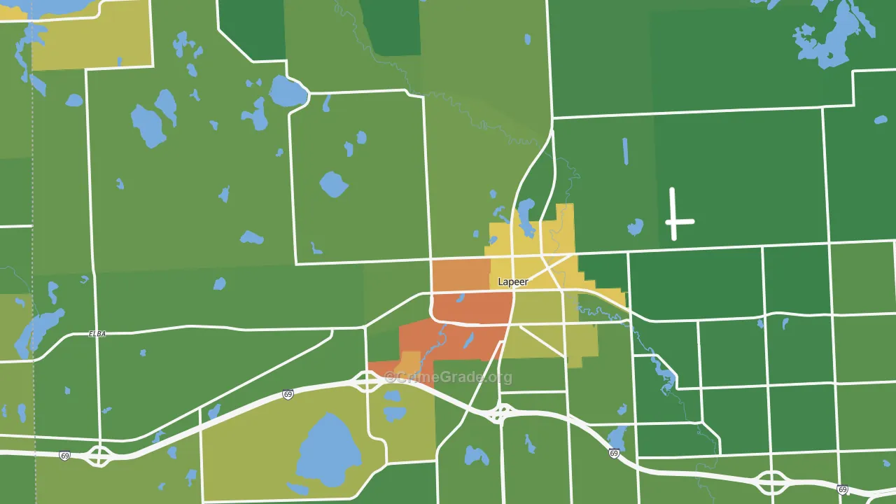 Lapeer, MI Map of Vandalism Rates