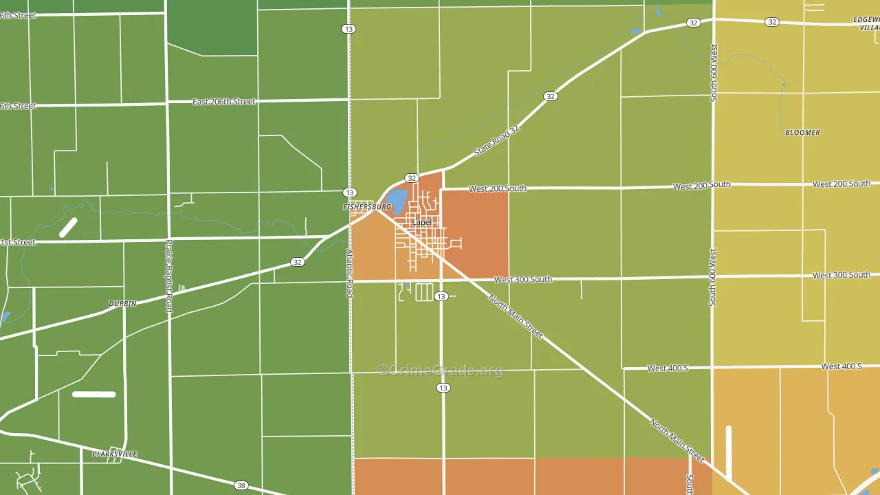 Lapel, IN Map of Vandalism Rates