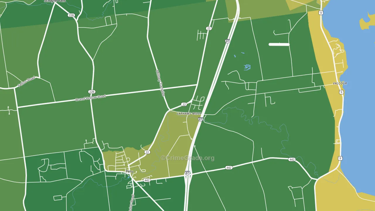 Laphams Mills, NY Map of Vandalism Rates
