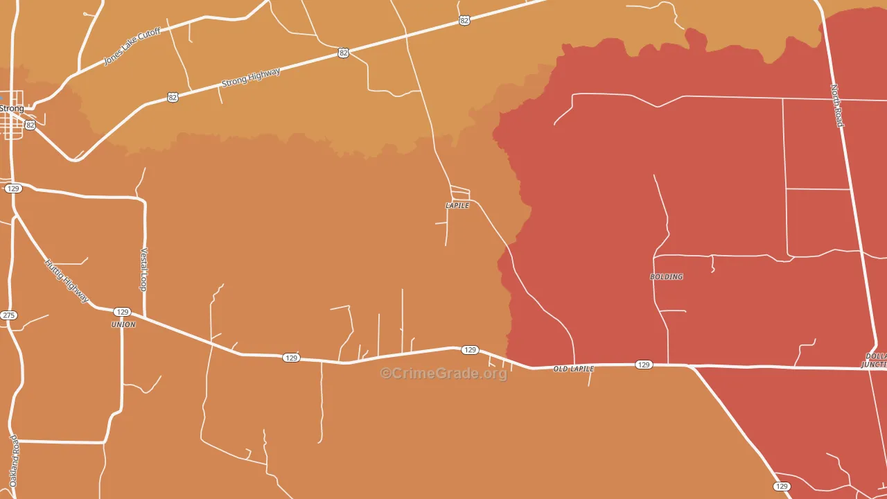 Lapile, AR Map of Vandalism Rates