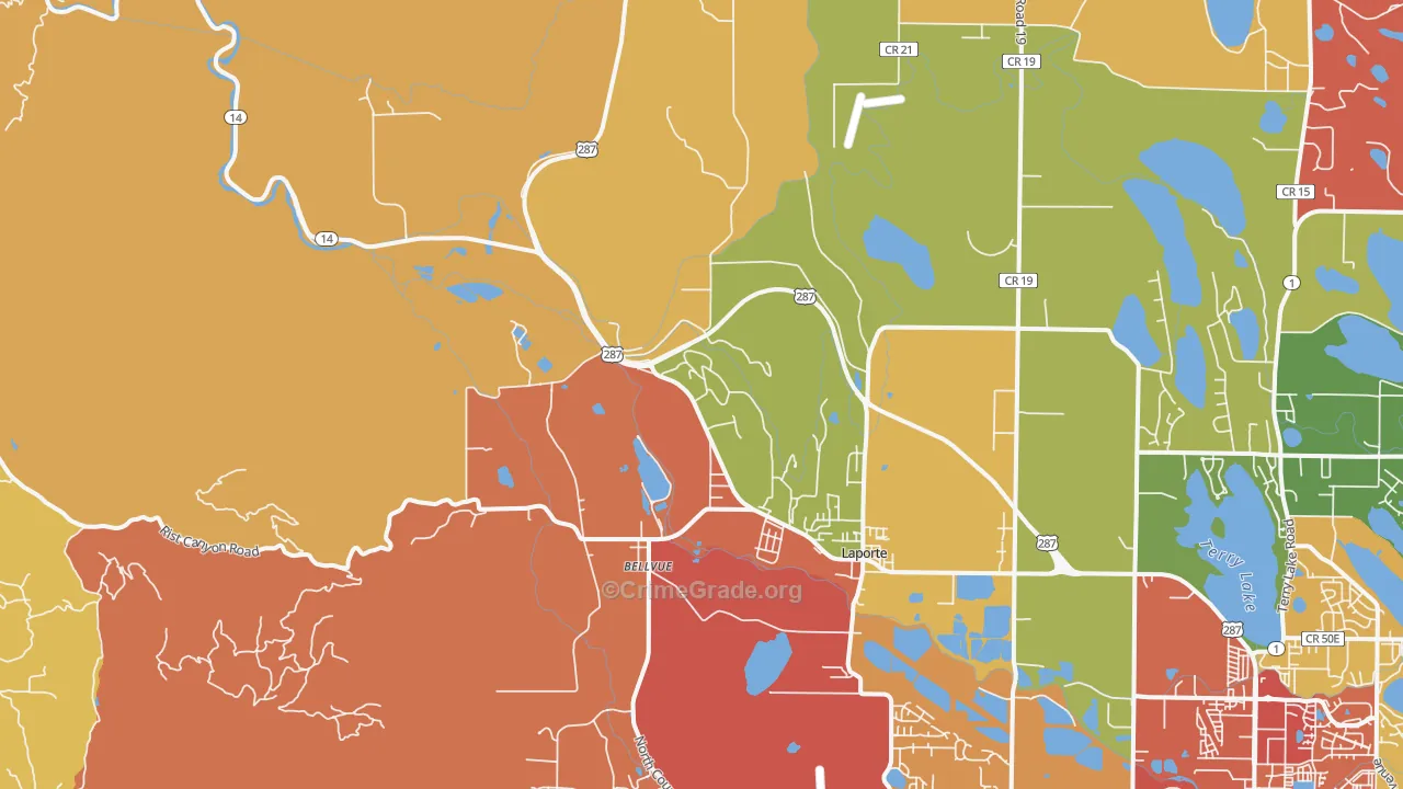 Laporte, CO Map of Vandalism Rates