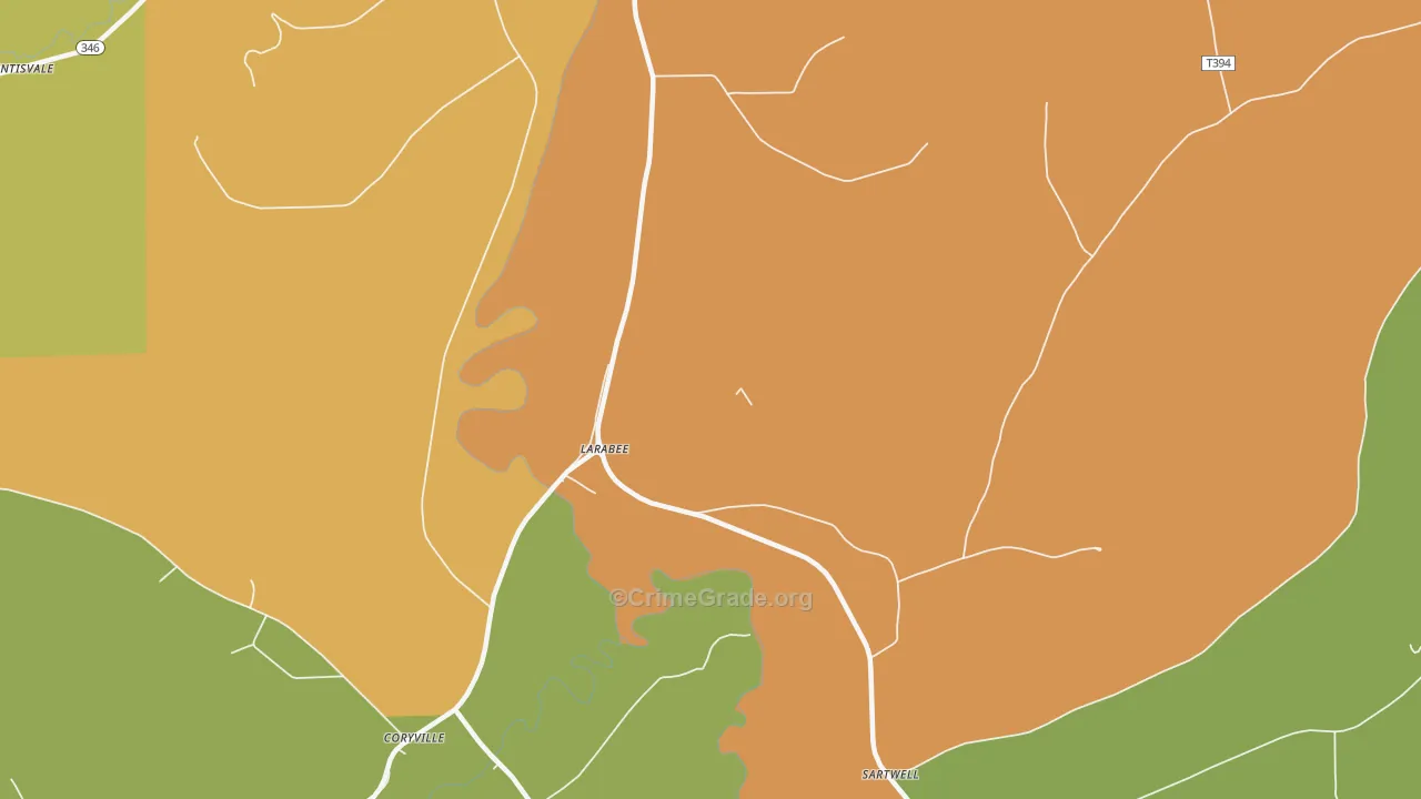 Larabee, PA Map of Vandalism Rates