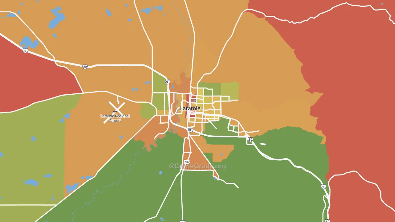 Laramie, WY Map of Vandalism Rates