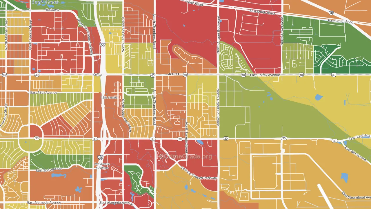 Laredo Highline, Aurora, CO Map of Vandalism Rates