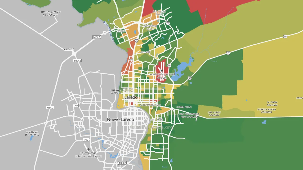 Laredo, TX Map of Vandalism Rates