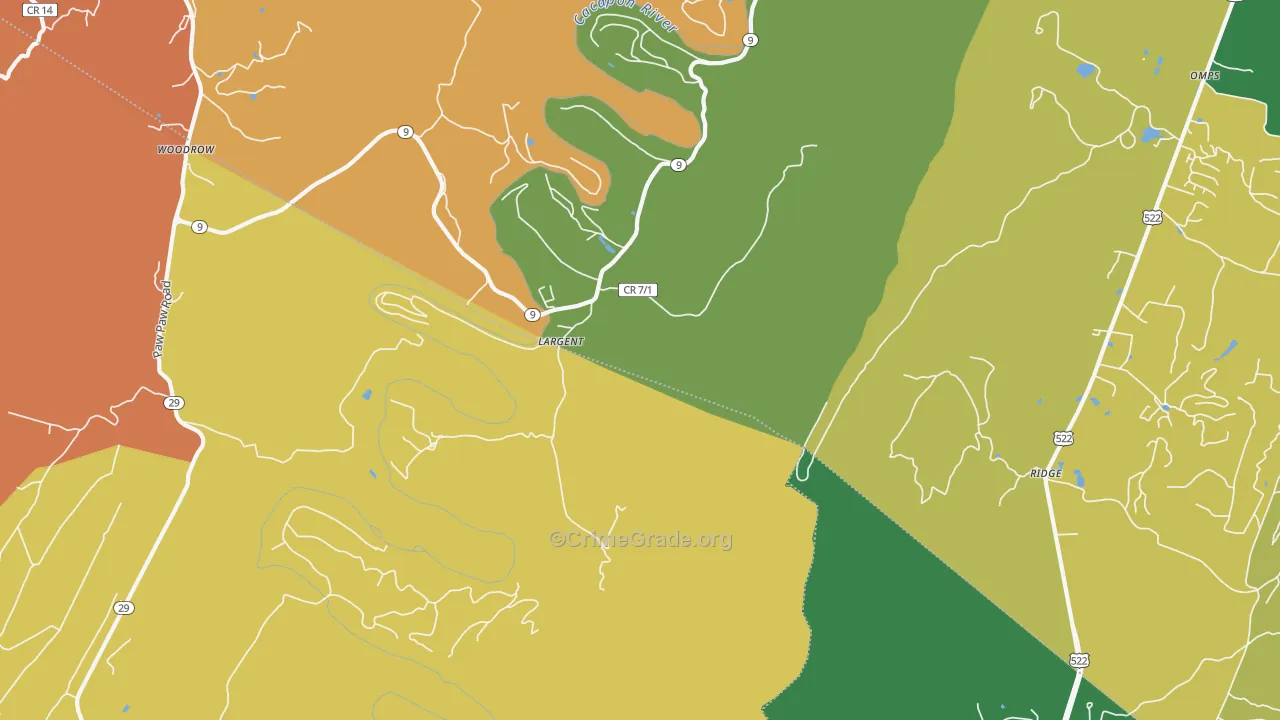 Largent, WV Map of Vandalism Rates