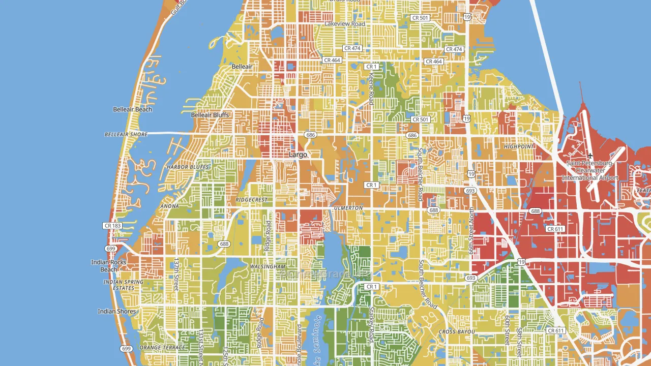 Largo, FL Map of Vandalism Rates