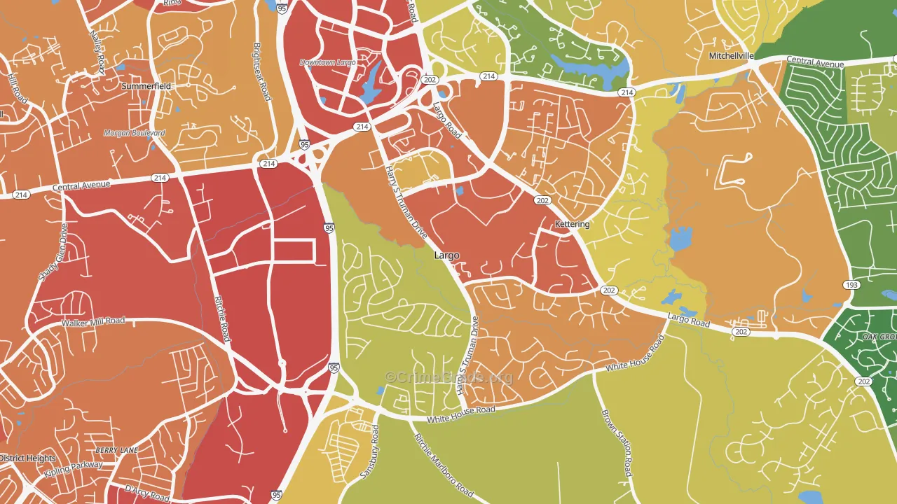 Largo, MD Map of Vandalism Rates
