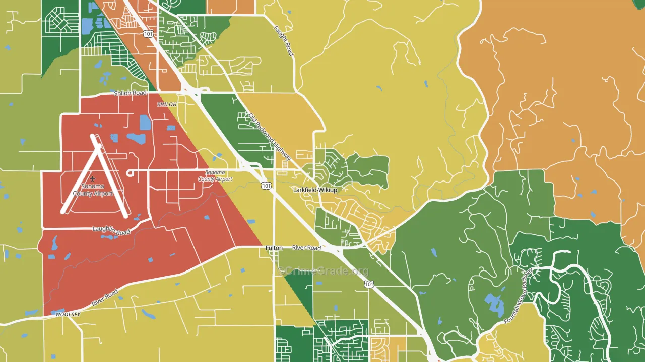Larkfield-Wikiup, Santa Rosa, CA Map of Vandalism Rates