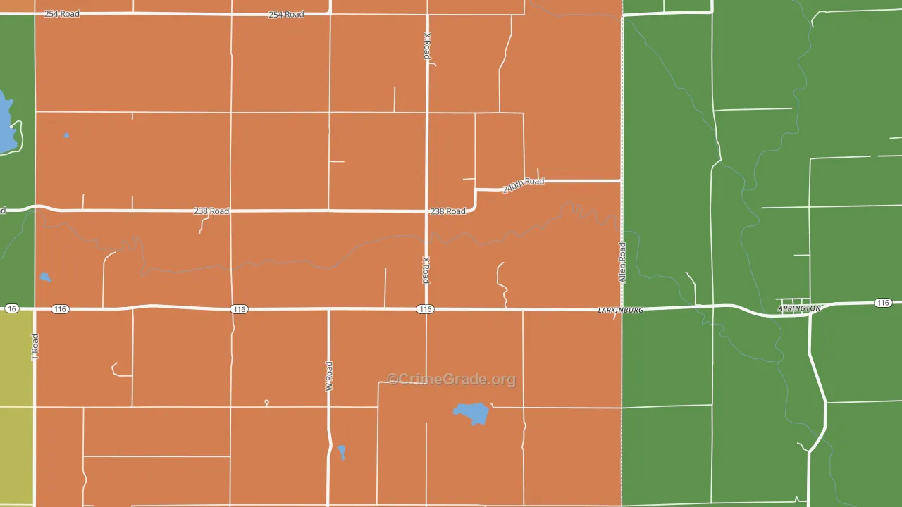 Larkinburg, KS Map of Vandalism Rates
