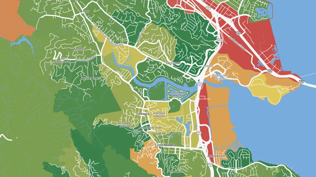 Larkspur, CA Map of Vandalism Rates