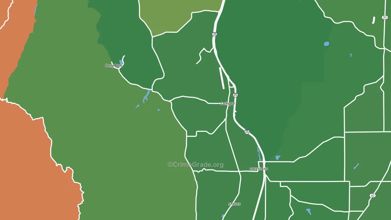 Larkspur, CO Map of Vandalism Rates