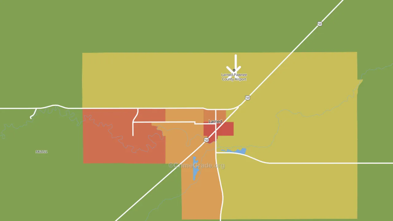 Larned, KS Map of Vandalism Rates