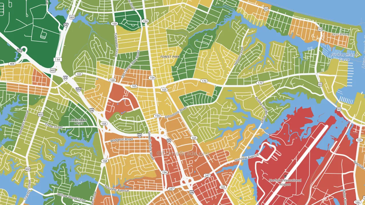Larrymore Lawns, Norfolk, VA Map of Vandalism Rates
