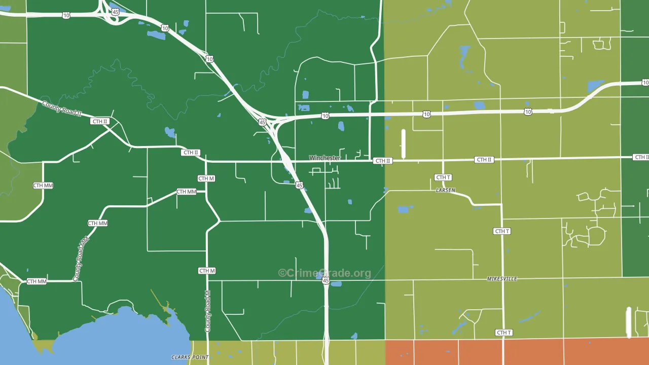 Larsen, WI Map of Vandalism Rates