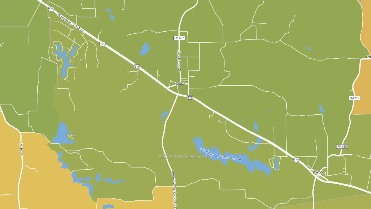 Larue, TX Map of Vandalism Rates