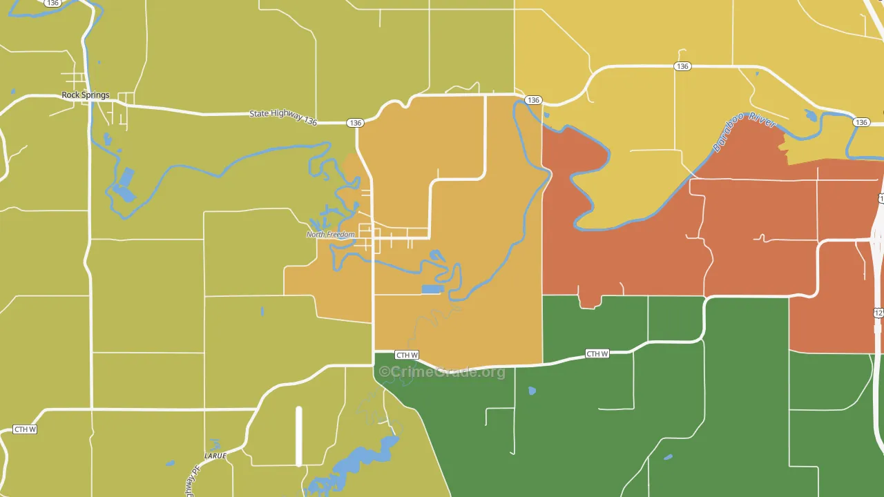 LaRue, WI Map of Vandalism Rates