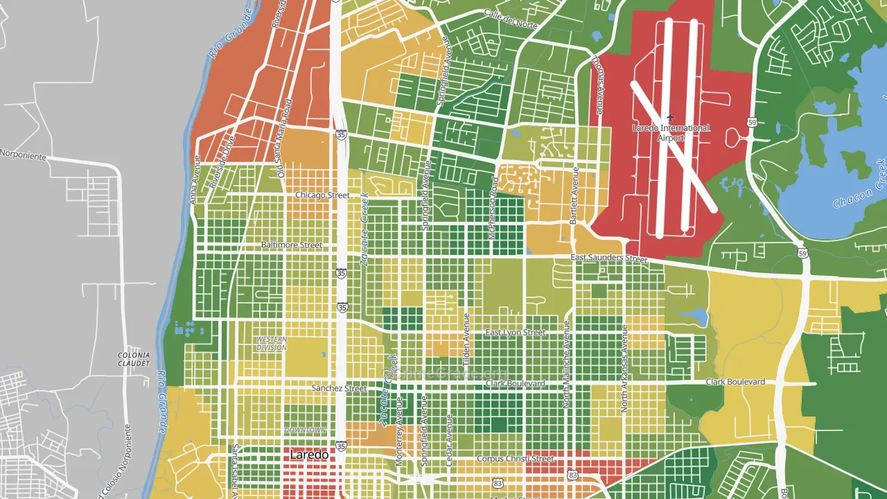 Las Cruces, Laredo, TX Map of Vandalism Rates