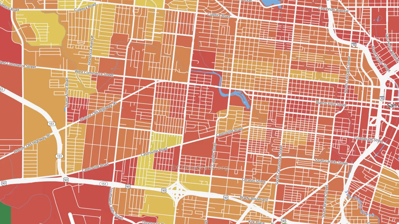 Las Palmas, San Antonio, TX Map of Vandalism Rates