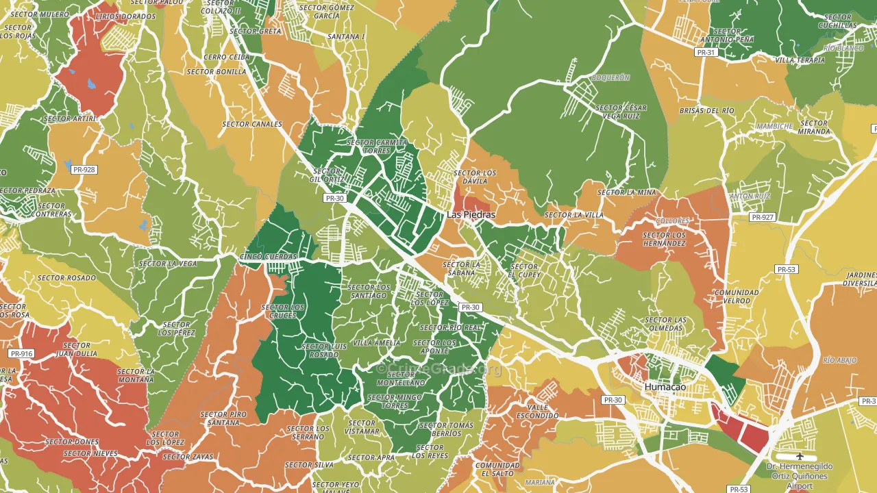 Las Piedras, PR Map of Vandalism Rates